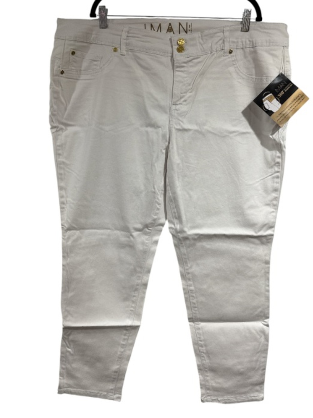 IMAN White Skinny Stretch Jeans 22w petite new